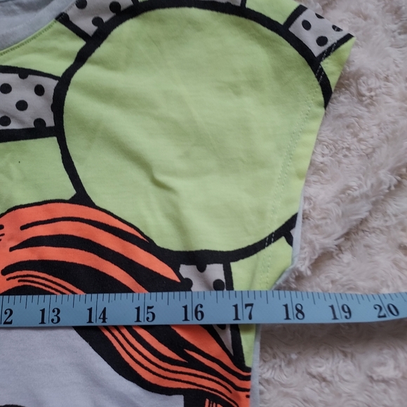 Divided Pop Art Comic Strip Florescent Graphic Tee Size 8 - Picture 5 of 8